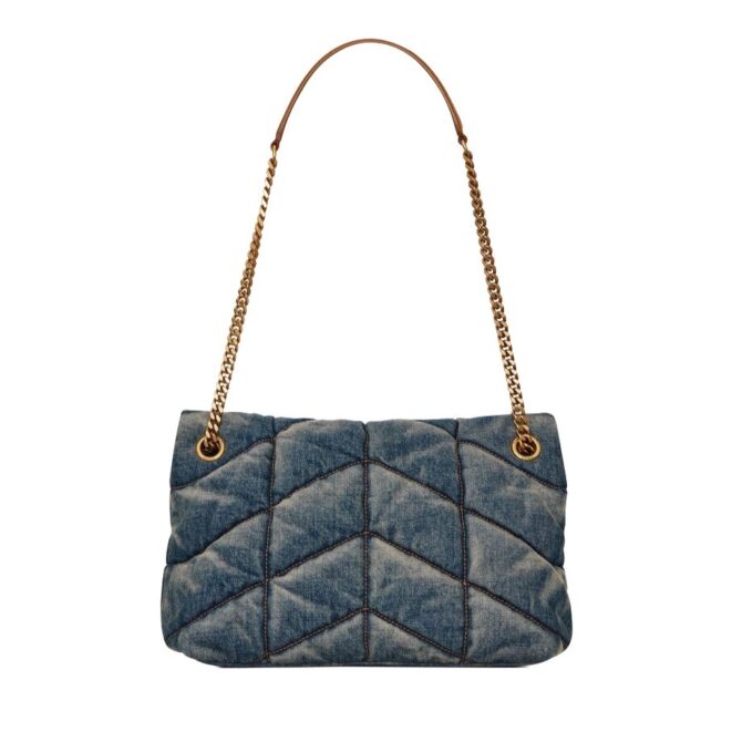 BORSA PUFFER PICCOLA IN SUEDE E DENIM – Image 2