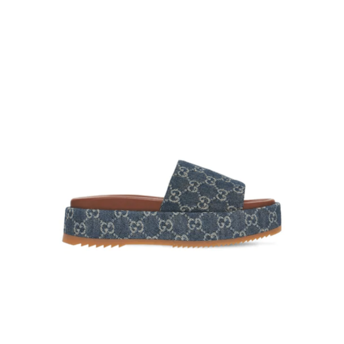 SANDALO SLIDER CON PLATEAU DENIM