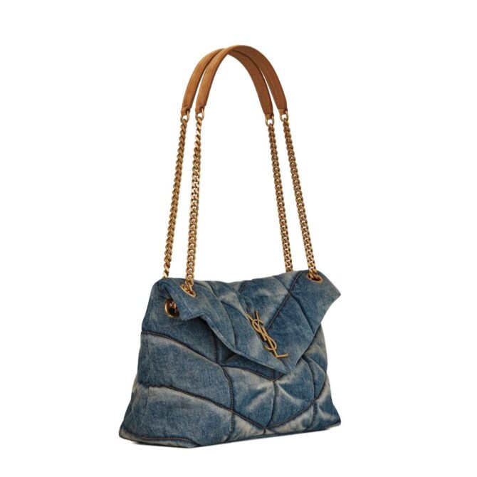 BORSA PUFFER PICCOLA IN SUEDE E DENIM – Image 3