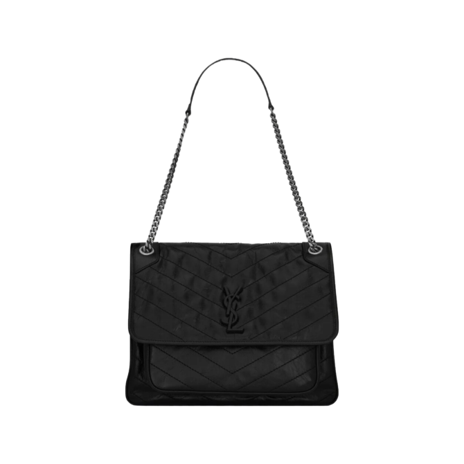 BORSA NIKI GRANDE NERA LOGO NERO