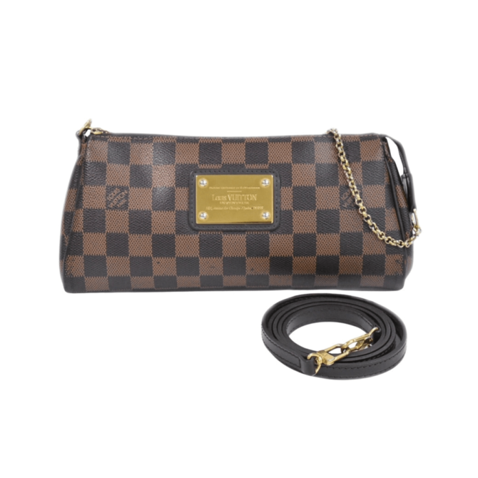 BORSA A TRACOLLA EVA IN TELA DAMIER MARRONE ED EBANO – Image 5