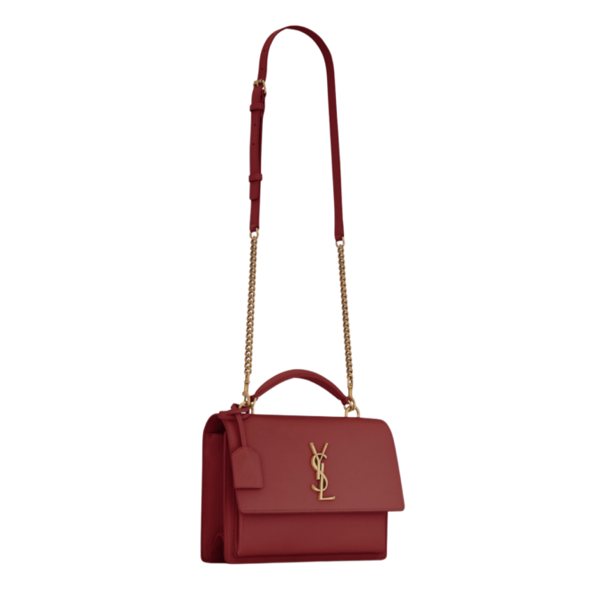 BORSA A SPALLA SUNSET MEDIUM IN PELLE LISCIA ROUGE OPYUM – Image 3