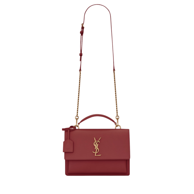 BORSA A SPALLA SUNSET MEDIUM IN PELLE LISCIA ROUGE OPYUM