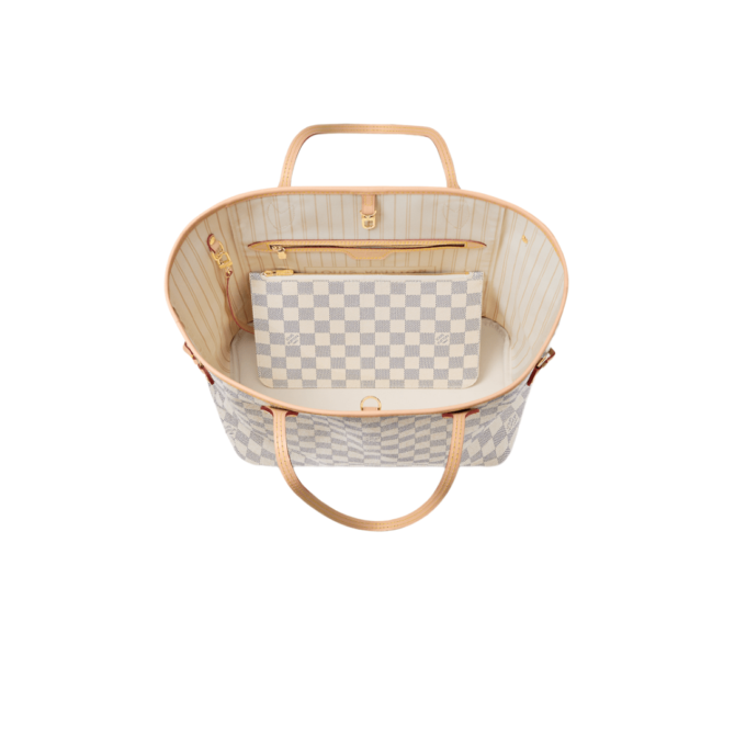 BORSA NEVERFULL MM TELA DAMIER AZUR ROSE BEIGE – Image 3