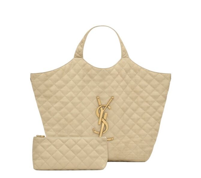 BORSA ICARE GRANDE BEIGE LOGO ORO – Image 3