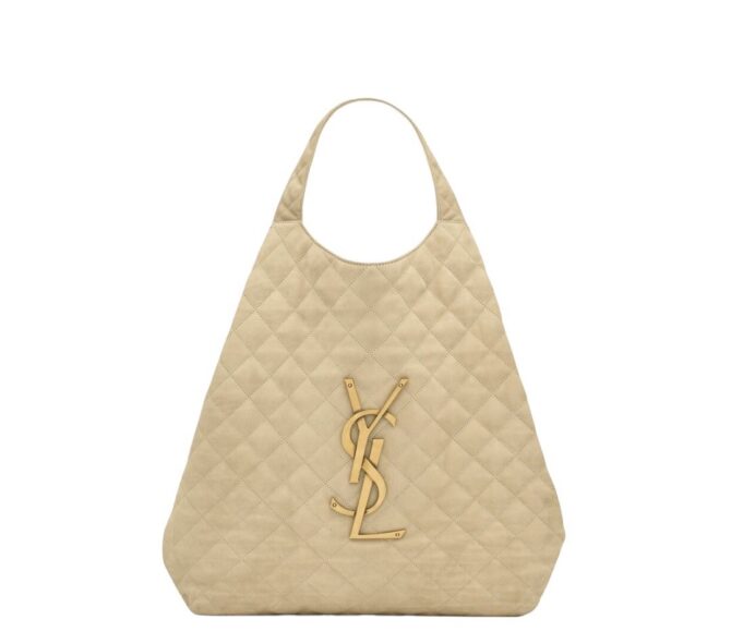 BORSA ICARE GRANDE BEIGE LOGO ORO – Image 4